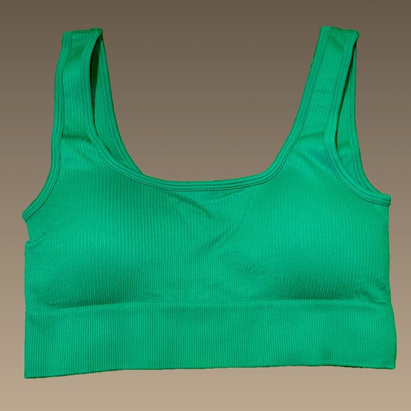 NWT 2pc Grass Green Seamless Ribbed Yoga Set Sz Small - Picture 3 of 6